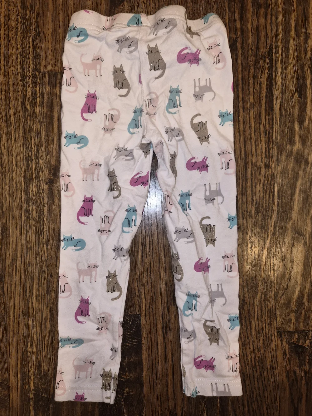 Carter's Pink Cat Face Fleece Sweatshirt Leggings with White Cat Print Pants 4T